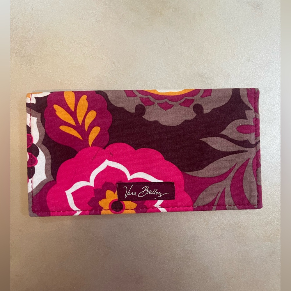 Vera Bradley Burgundy and Pink Floral Checkbook Cover